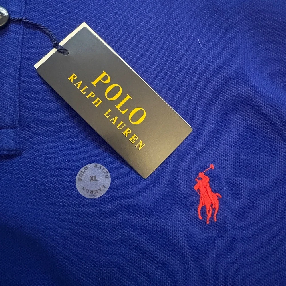 Polo Ralph Lauren Custom Slim Fit Blue Polo Shirt XL Short Sleeve Logo